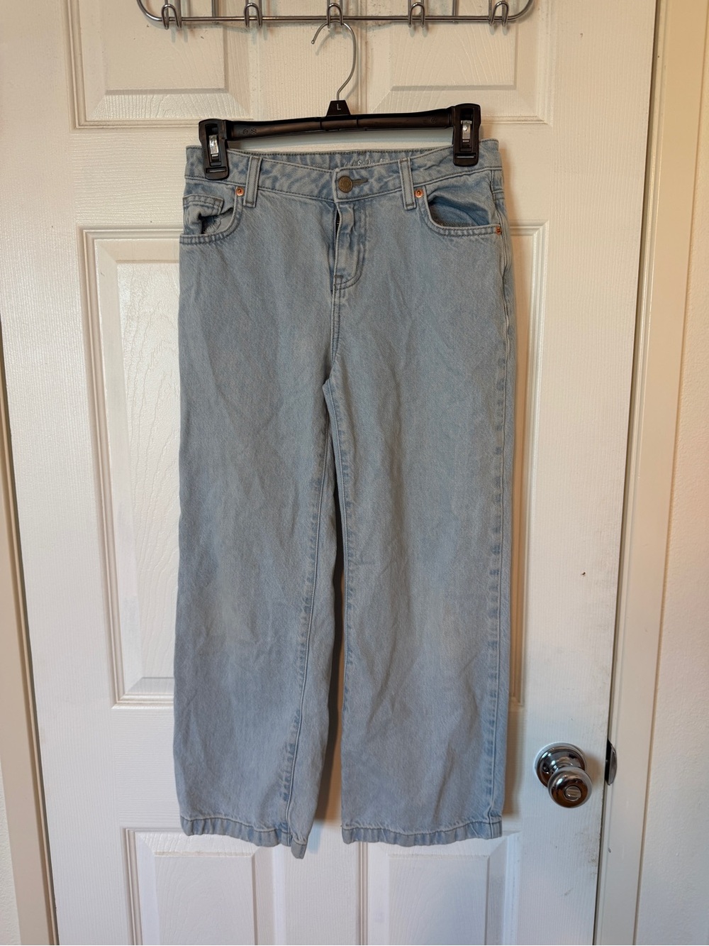Cat & Jack Girls Size 12 Light Wash Blue Denim Straight Jeans Cotton Pockets
